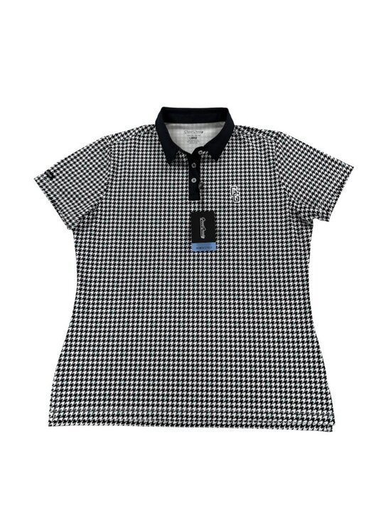 Good Good Golf Tops - Good Good Golf High Key Polo Womens L Houndstooth Black White NWT GG339-L